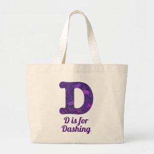 Bolsa Tote Grande Roxo - Letra D é para Monograma de Dashing