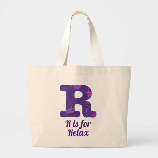 Bolsa Tote Grande Roxo - Letra R é para Relaxar (Frente)