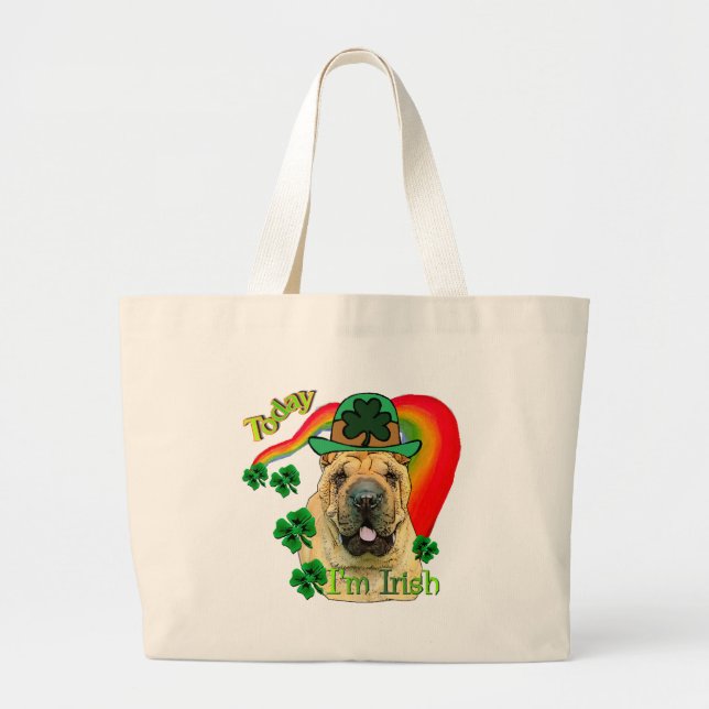 Bolsa Tote Grande Rua Chinesa Shar-Pei. Dia de Patrick (Frente)