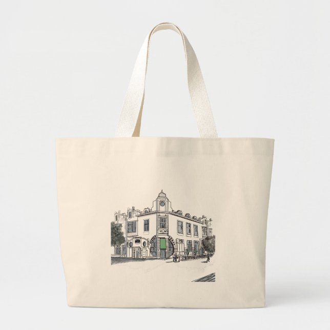 Bolsa Tote Grande rua da cidade antiga (Frente)