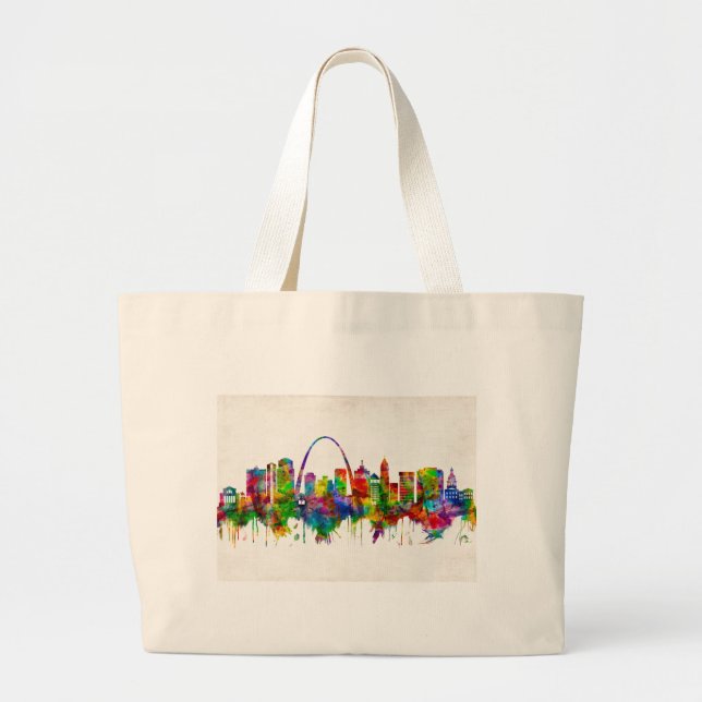 Bolsa Tote Grande Rua Louis Missouri Skyline (Frente)