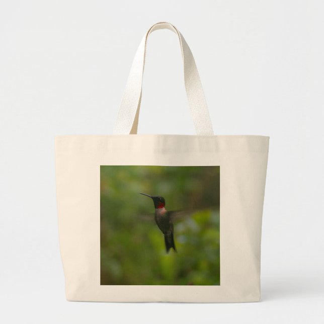 Bolsa Tote Grande Ruby Throat Hummingbird (Frente)