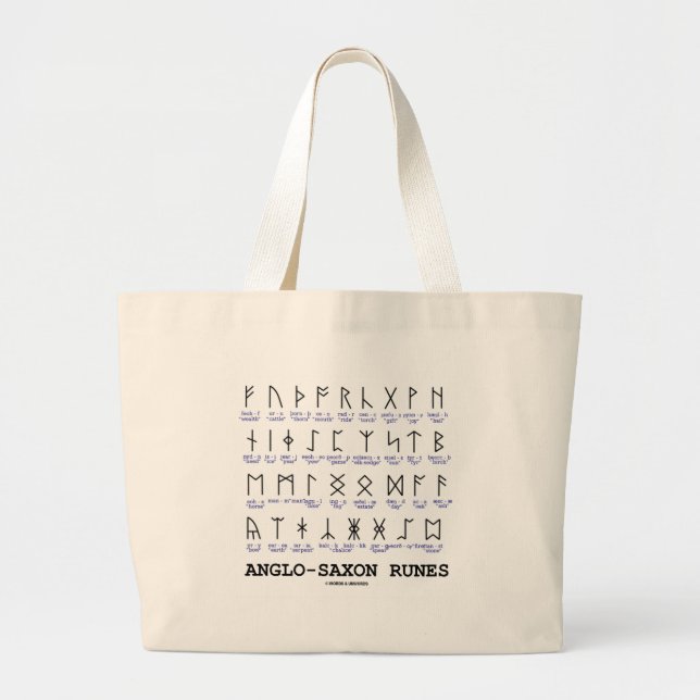 Bolsa Tote Grande Runes anglo-saxões (criptografia da linguística) (Frente)