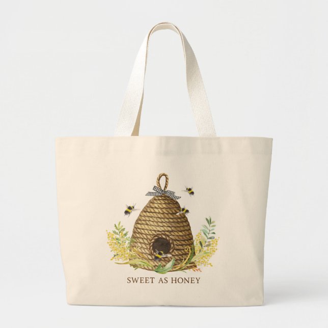 Bolsa Tote Grande Rustic Sweet As Honey Bee Hive (Frente)