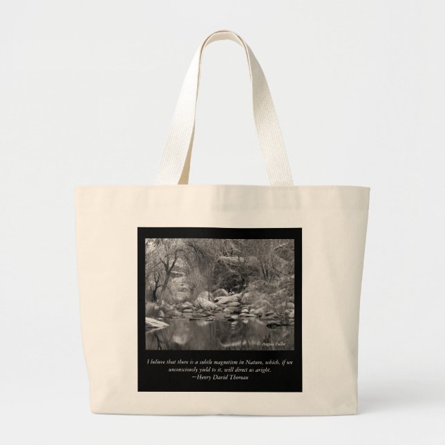 Bolsa Tote Grande Sabino Canyon Creek - Citação Thoreau Tote Bag (Frente)
