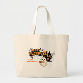 Bolsa Tote Grande Saca de Halloween Adorável – Menina Abraçando uma