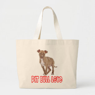 Bolsa Tote Grande Saca de Lona com Cachorro Pit Bull