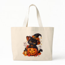 Saca de mão de gato preto fofo de Halloween