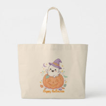 Saca de mão fantasma de abóbora fofa feliz Hallowe