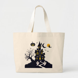 Bolsa Tote Grande Saca de Mãos Casa Assombrada Fantasmas de Hallowee