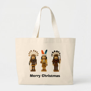 Bolsa Tote Grande Saca de Natal com Noz Quebradora Nativo Americana