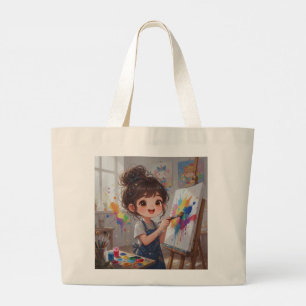 Bolsa Tote Grande Saca de Pintora de Menina Caprichosa
