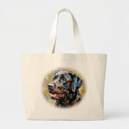 Bolsa Tote Grande Saca Tote de Arte Impressionista Labrador Preto