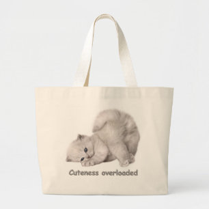 Bolsa Tote Grande Saca Tote de Retrato de Gatinho Adorável