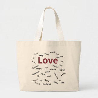 Bolsa Tote Grande Saca Tote de Tipografia Multilíngue - Amor