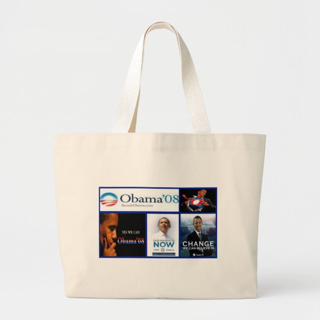 Bolsa Tote Grande Saco à moda de "colagem do acento Obama " (Frente)