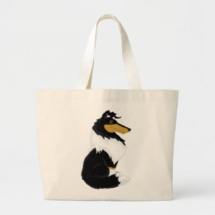 Bolsa Tote Grande saco áspero dos desenhos animados do Collie da Tri