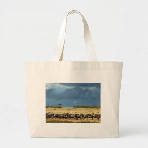 Bolsa Tote Grande Saco azul de Mara Kenya do Masai do Wildebeest