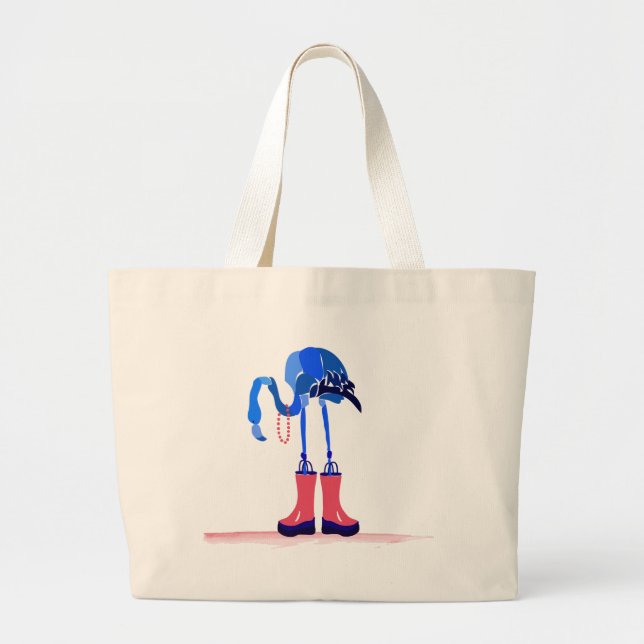Bolsa Tote Grande Saco azul do flamingo (Frente)