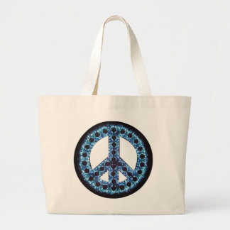 Bolsa Tote Grande saco azul do sinal de paz
