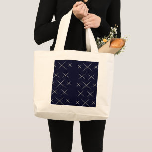 Bolsa Tote Grande Saco azul preto-branco-esbelto-escura-jumbo Tote