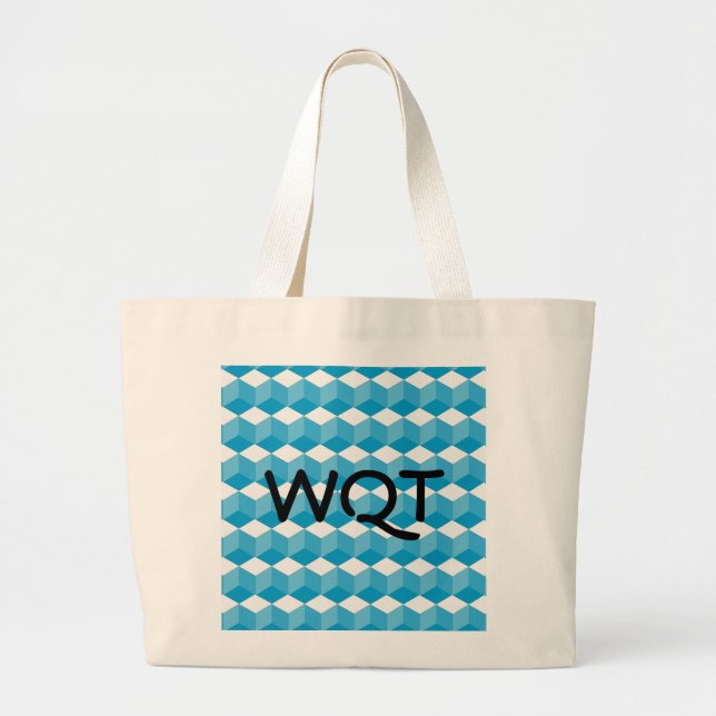 Bolsa Tote Grande Saco - Bloquear design com iniciais (Frente)