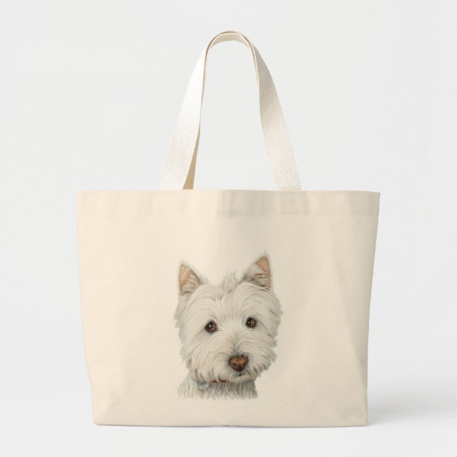 Bolsa Tote Grande Saco bonito do cão de Westie (Frente)