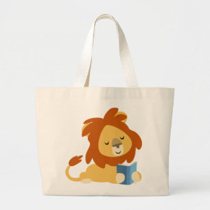 Bolsa Tote Grande Saco bonito do leão dos desenhos animados da
