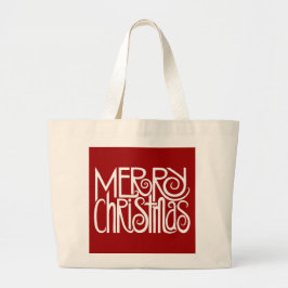 Bolsa Tote Grande Saco Branco Feliz de Natal