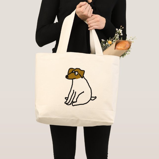 Bolsa Tote Grande Saco Cartoon Jack Russell (Frente (produto))