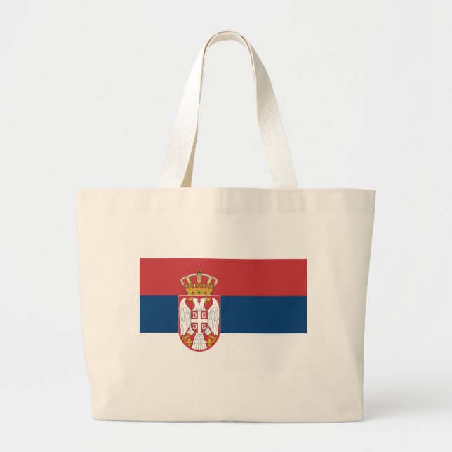 Bolsa Tote Grande Saco com bandeira da Sérvia (Frente)