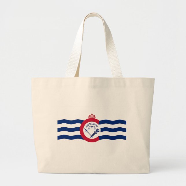 Bolsa Tote Grande Saco com bandeira de Cincinnati, Ohio, EUA (Frente)