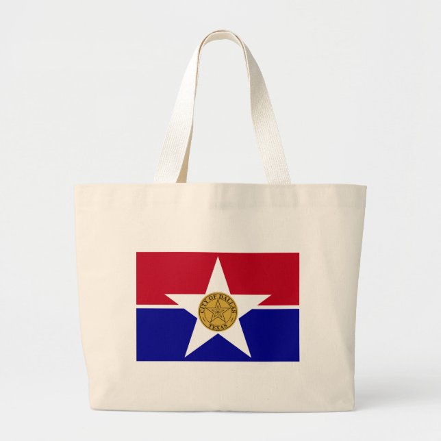 Bolsa Tote Grande Saco com Bandeira de Dallas, EUA (Frente)
