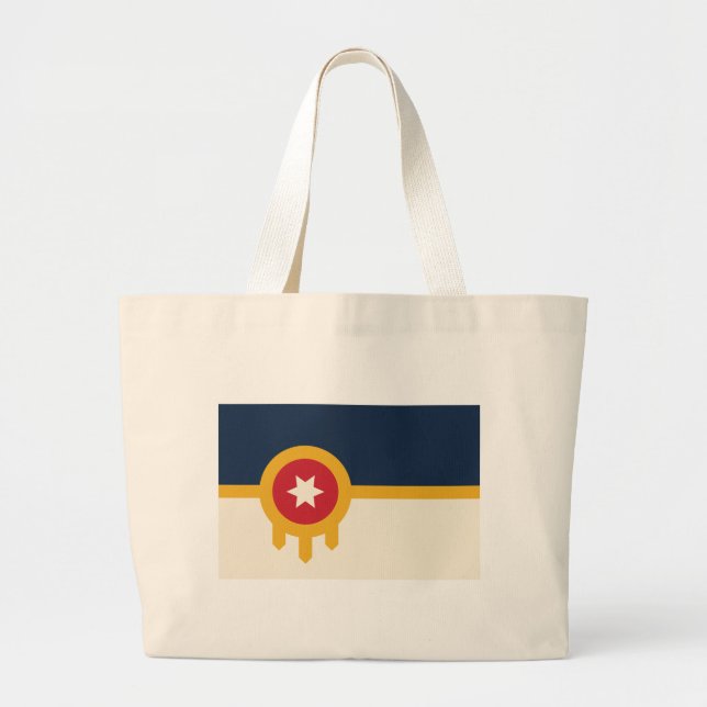 Bolsa Tote Grande Saco com Bandeira de Tulsa, Oklahoma (Frente)