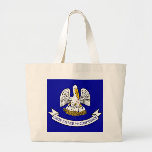 Bolsa Tote Grande Saco com Bandeira do Estado de Louisiana - EUA