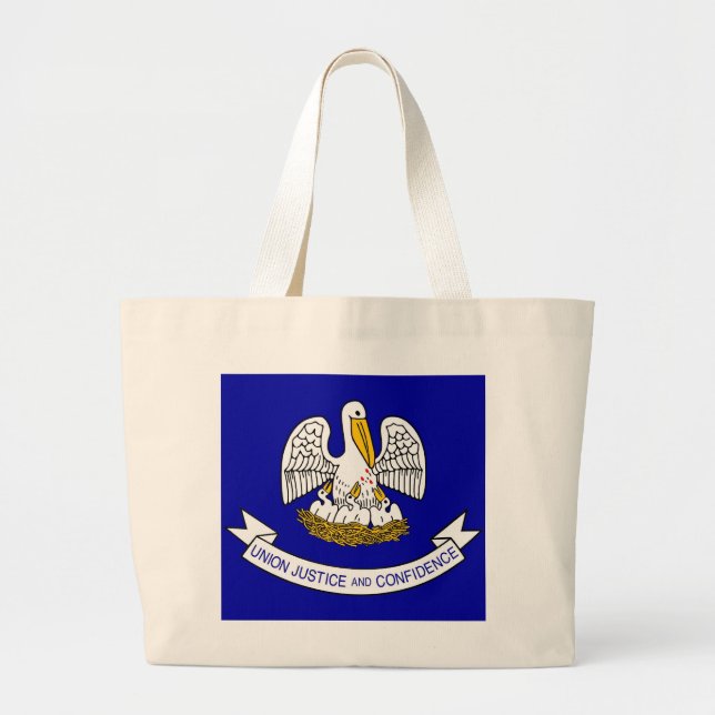 Bolsa Tote Grande Saco com Bandeira do Estado de Louisiana - EUA (Frente)