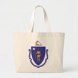 Bolsa Tote Grande Saco com bandeira do Estado de Massachusetts - EUA