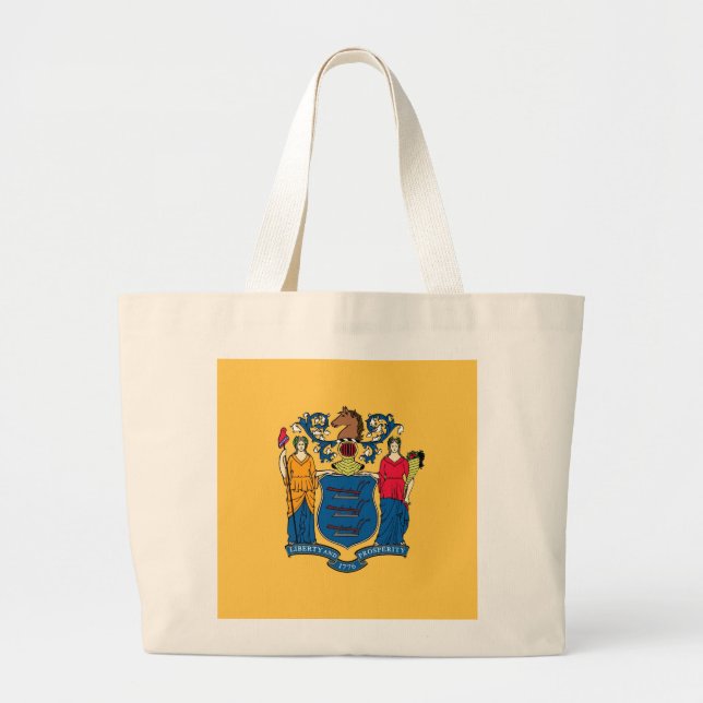 Bolsa Tote Grande Saco com Bandeira do Estado de Nova Jersey - EUA (Frente)