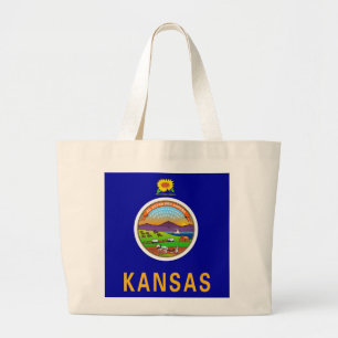 Bolsa Tote Grande Saco com bandeira do Estado do Kansas - EUA