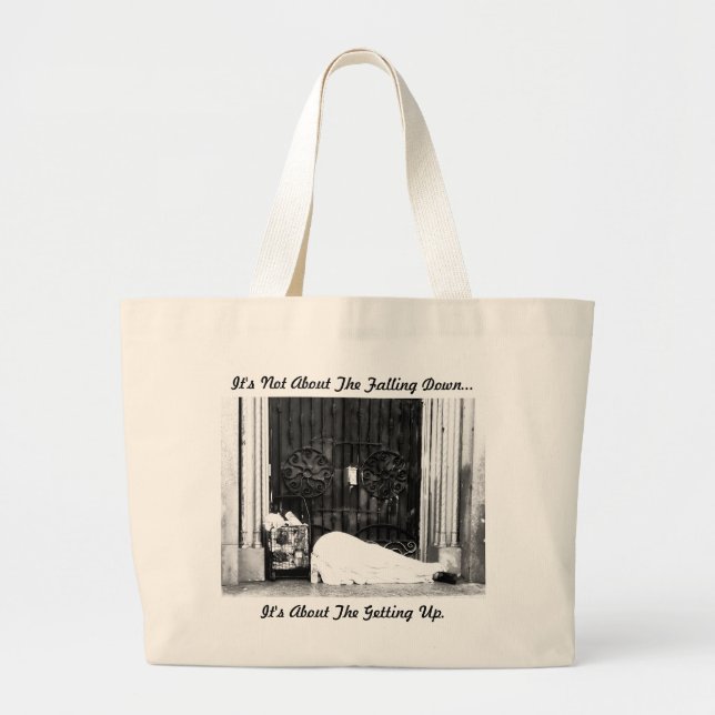 Bolsa Tote Grande Saco com citação inspiradora. (Frente)