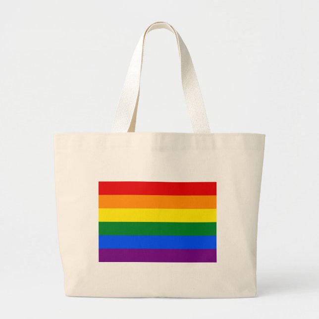 Bolsa Tote Grande Saco com Sinalizador LGBT Arco-Íris (Frente)