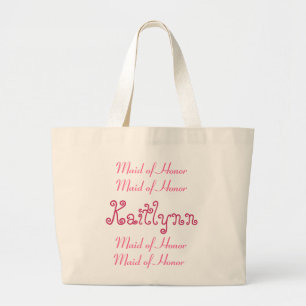 Bolsa Tote Grande Saco cor-de-rosa e branco do casamento da madrinha