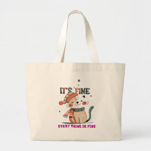 Bolsa Tote Grande Saco Cozy Cat Vibes – Tudo está Bem