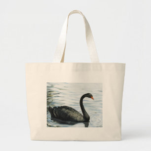 Bolsa Tote Grande "Saco da arte do pássaro da cisne preta"