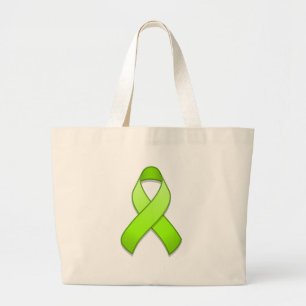 Bolsa Tote Grande Saco da fita da consciência do verde limão