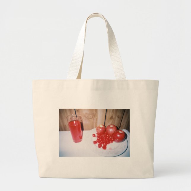 Bolsa Tote Grande Saco da framboesa da cereja de Apple (Frente)