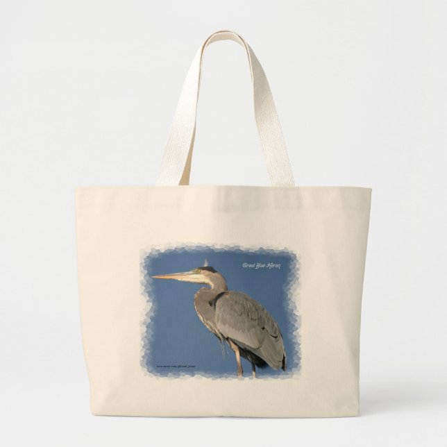Bolsa Tote Grande Saco da garça-real de grande azul (Frente)