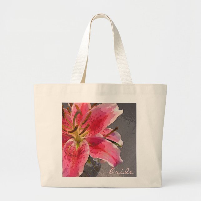 Bolsa Tote Grande Saco da Lily Bride Rosa e Branca (Frente)