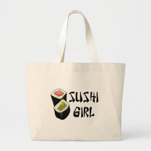 Bolsa Tote Grande Saco da menina do sushi