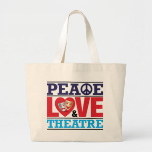 Bolsa Tote Grande Saco da paz, do amor e do teatro